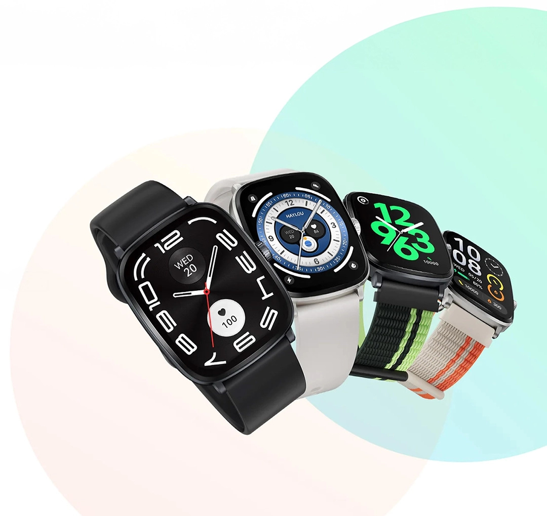 Haylou RS5 com quatro braceletes diferentes
