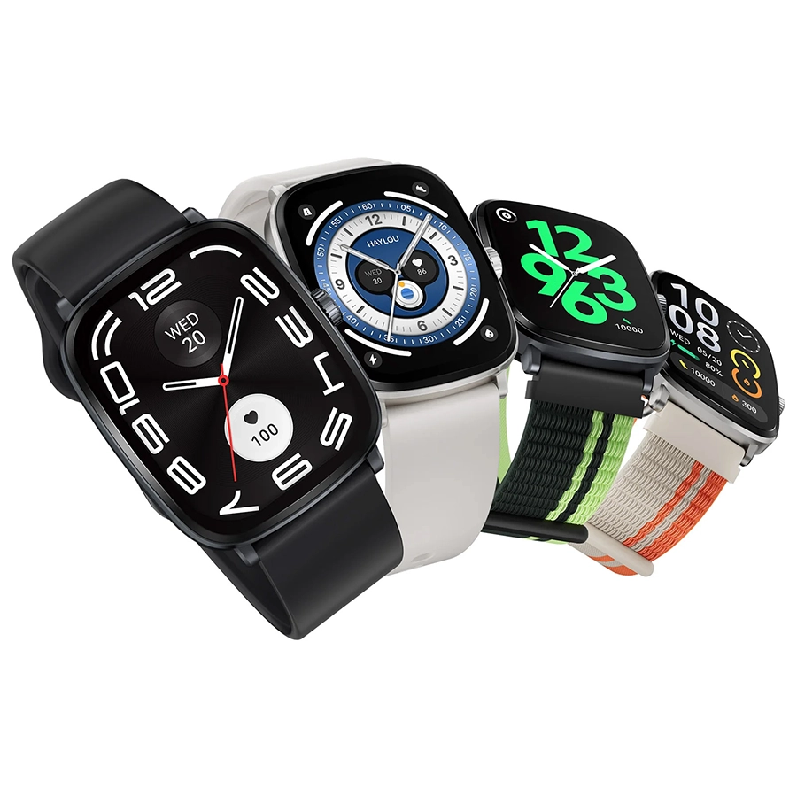 Haylou RS5 com quatro braceletes diferentes