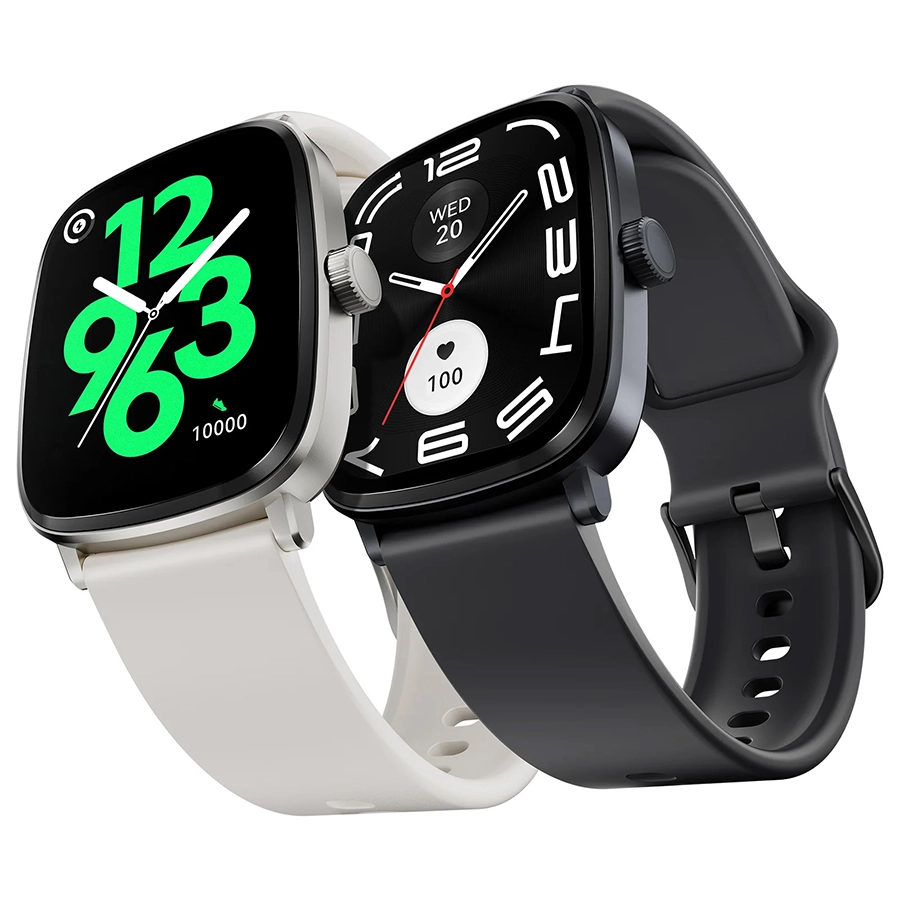 Haylou RS5 com dois tipos de correias - correias de plástico brancas e pretas