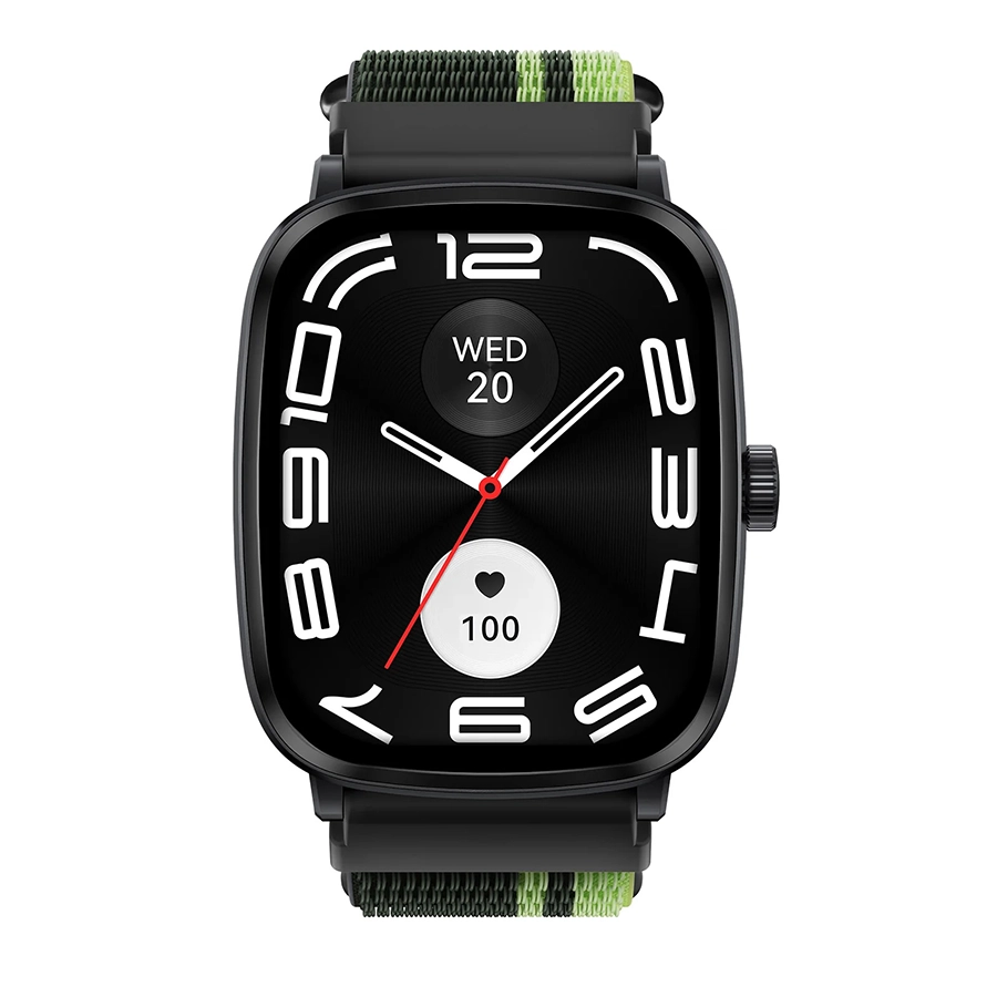 Haylou RS5 com bracelete verde azeitona vista frontal