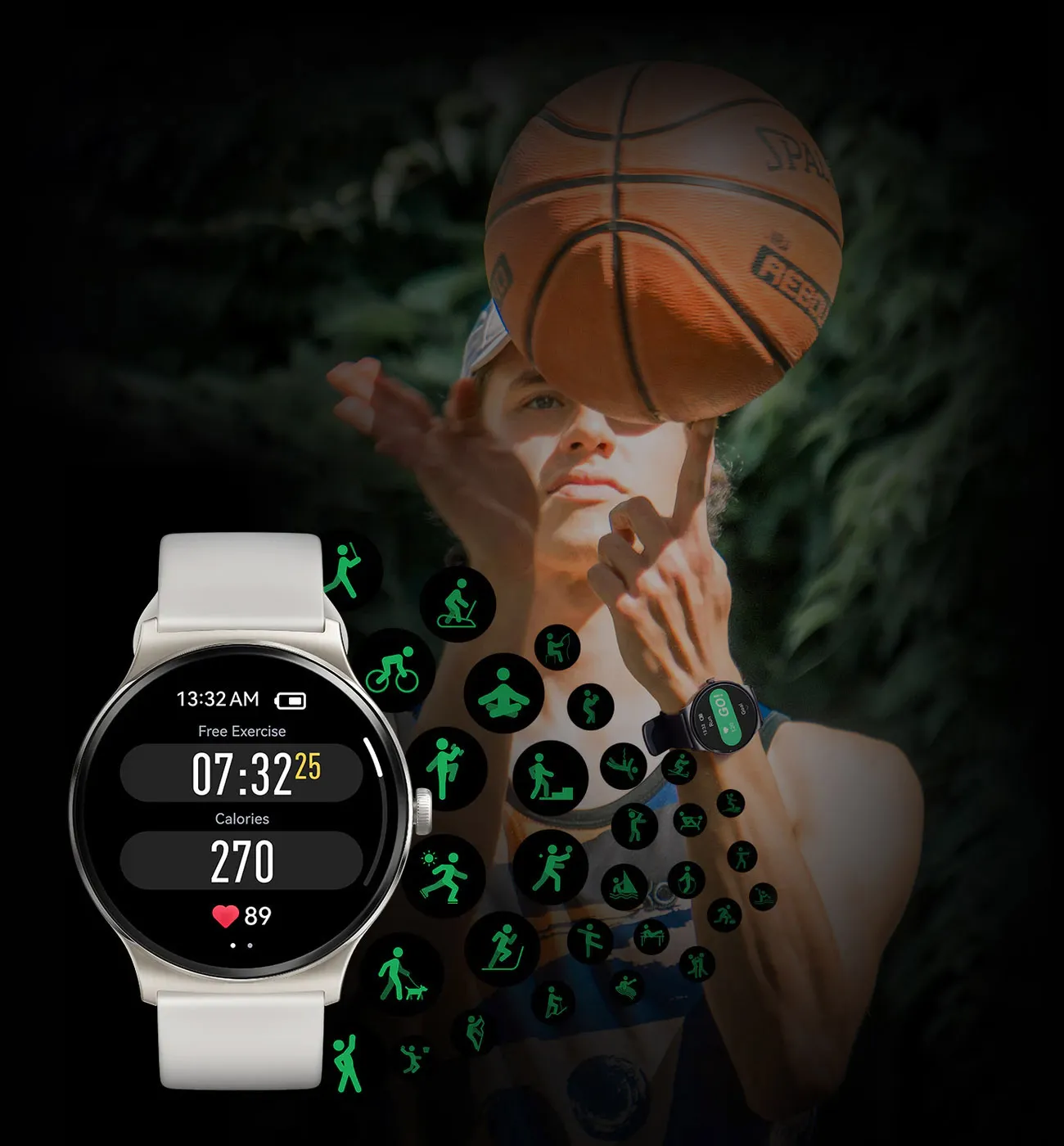 Haylou Solar Lite no pulso de um jogador de basquetebol