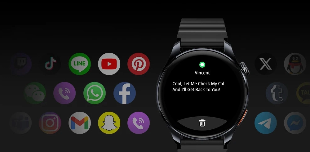 Haylou Watch 4S mostrando notificação de mensagem