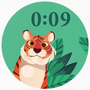 Mostrador de relógio de tigre em desenho animado