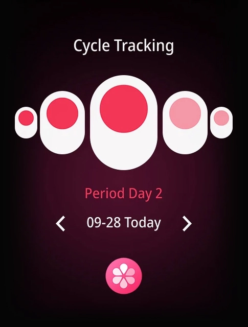 Tela de rastreamento do ciclo menstrual do Haylou Watch 4S